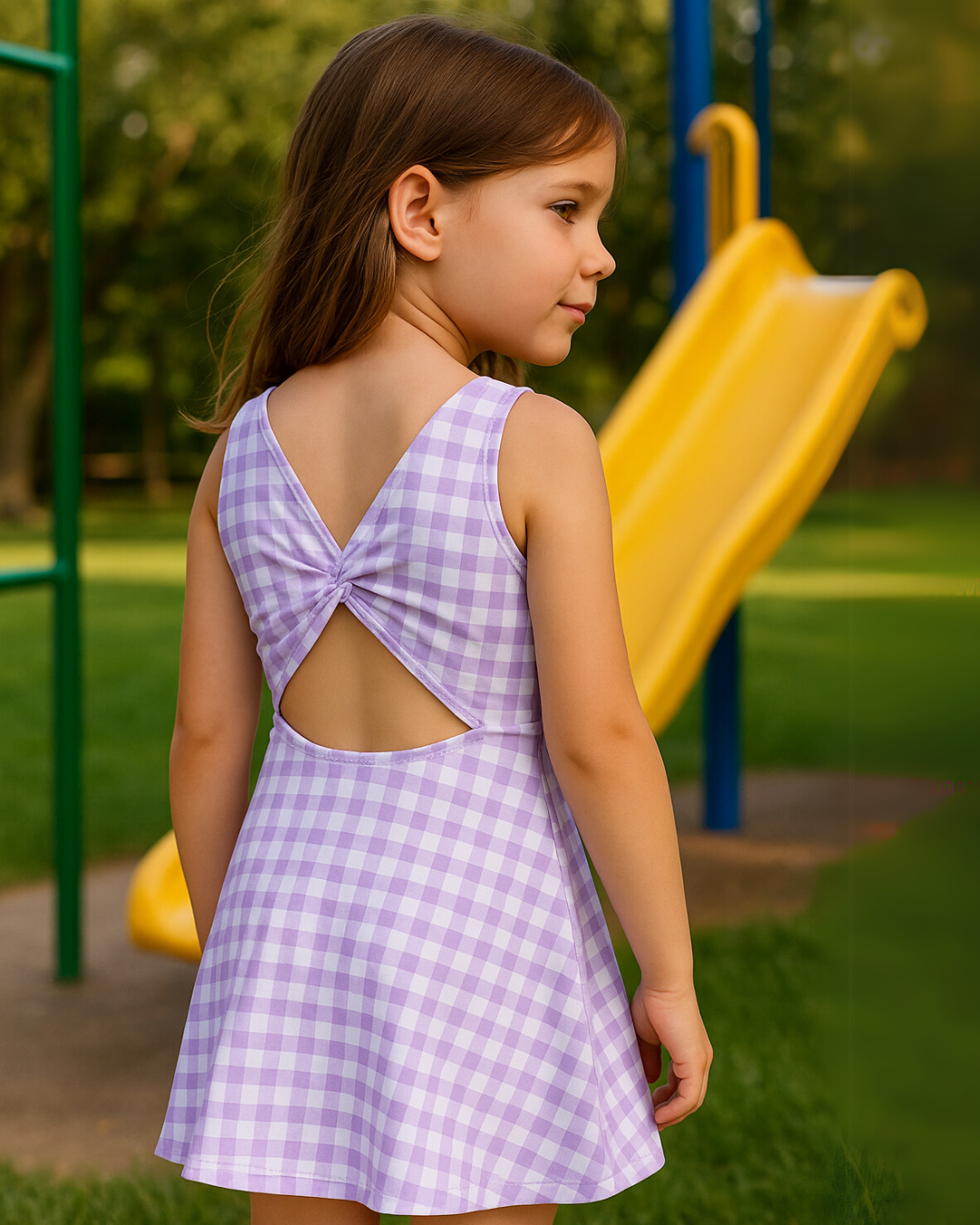 Game On Dress - Double Lilac Check