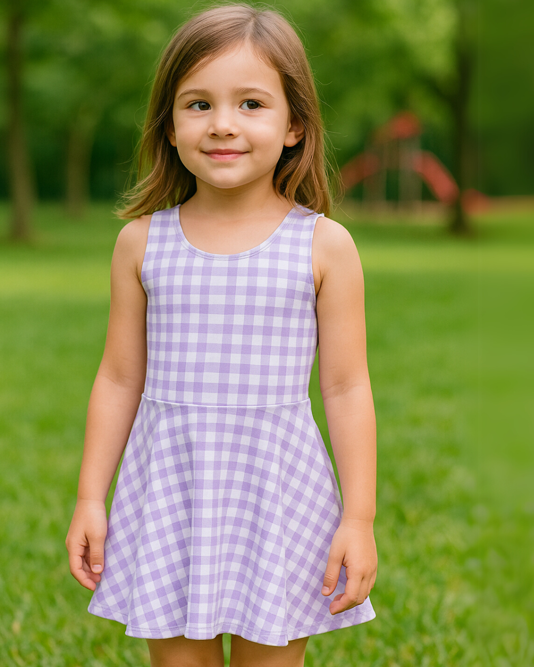 Game On Dress - Double Lilac Check