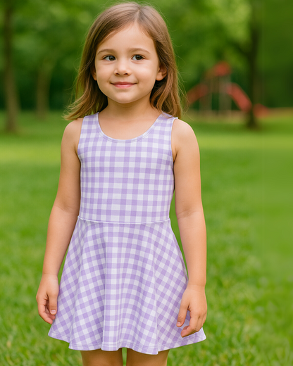 Game On Dress - Double Lilac Check